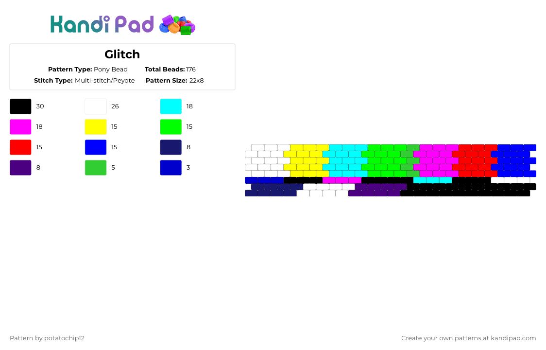 Glitch - Pony Bead Pattern by potatochip12 on Kandi Pad - green,purple