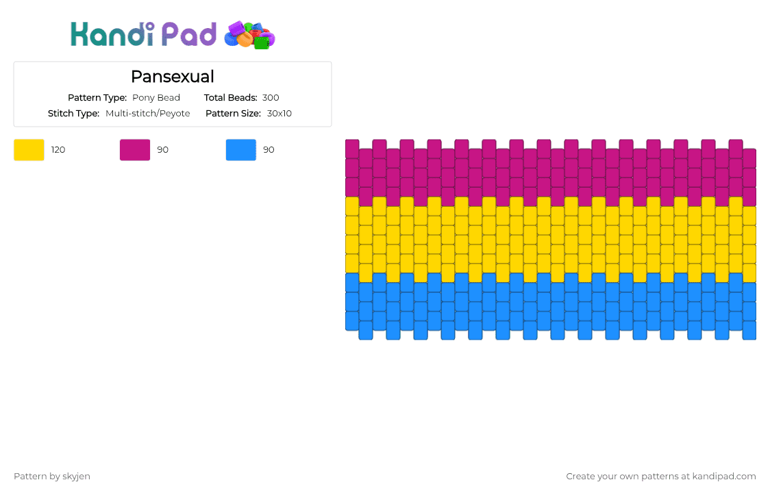 Pansexual - Pony Bead Pattern by skyjen on Kandi Pad - yellow