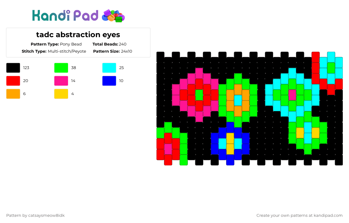tadc abstraction eyes - Pony Bead Pattern by catsaysmeow8idk on Kandi Pad - black,red,green,light blue