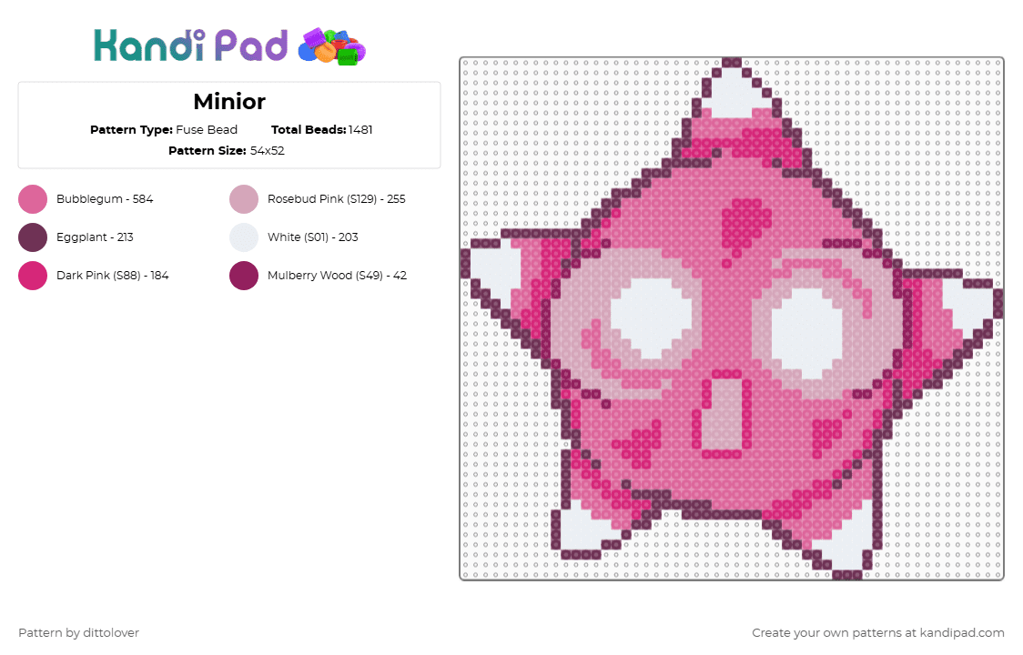Minior - Fuse Bead Pattern by dittolover on Kandi Pad - pink