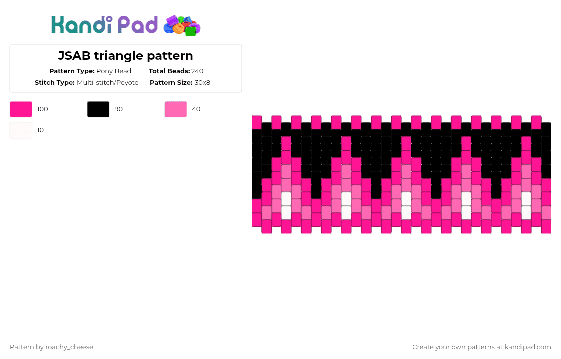 JSAB triangle pattern - Pony Bead Pattern by roachy_cheese on Kandi Pad - pink
