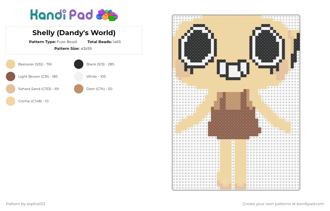 Shelly 🐚 (Dandy\'s World) - Fuse Bead Pattern by sophia123 on Kandi Pad - beige
