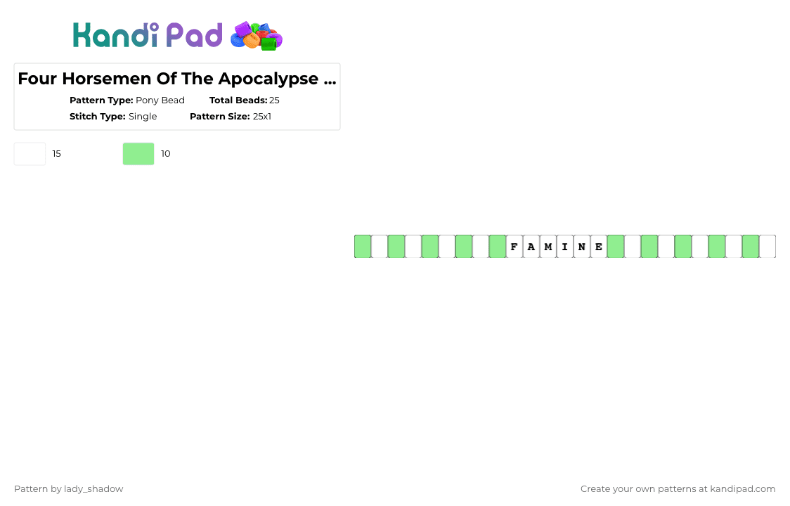 Four Horsemen Of The Apocalypse Friendship Bracelets (3) - Pony Bead Pattern by lady_shadow on Kandi Pad - white,teal,friendship