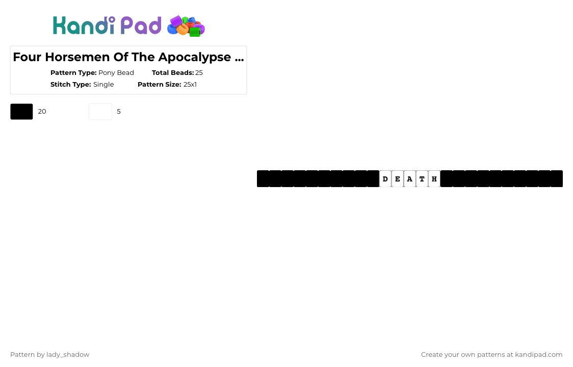 Four Horsemen Of The Apocalypse Friendship Bracelet (1) - Pony Bead Pattern by lady_shadow on Kandi Pad - black