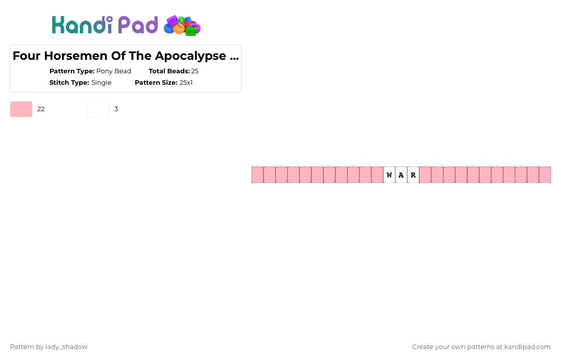 Four Horsemen Of The Apocalypse Friendship Bracelet (2) - Pony Bead Pattern by lady_shadow on Kandi Pad - pink,friendship