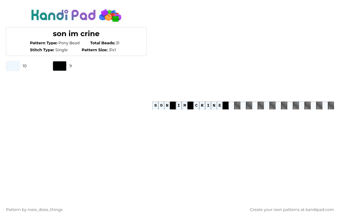 son im crine - Pony Bead Pattern by rosie_does_things on Kandi Pad - white,black