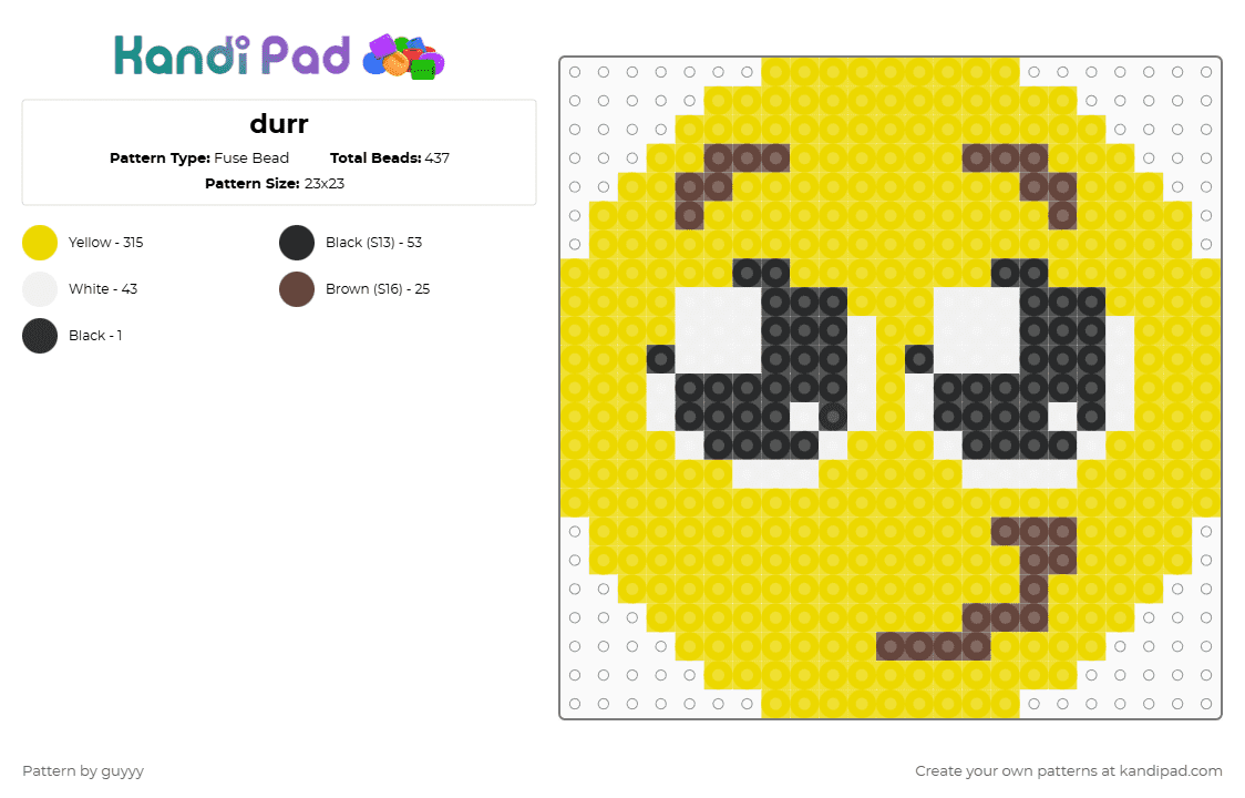 durr - Fuse Bead Pattern by guyyy on Kandi Pad - yellow