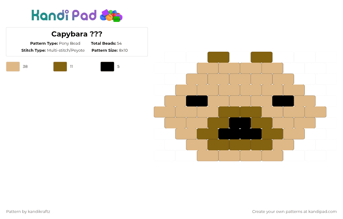 Capybara ??? - Pony Bead Pattern by kandikraftz on Kandi Pad - beige,capybara,animals