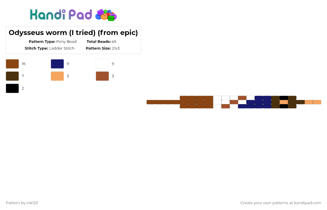 Odysseus worm - Pony Bead Pattern by ink123 on Kandi Pad - purple,red,epic,epic the musical,odysseus