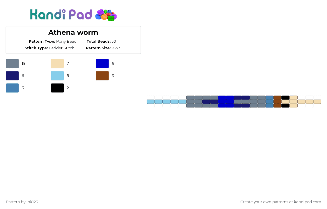 Athena worm - Pony Bead Pattern by ink123 on Kandi Pad - athena, epic, epic the musical, gray, greek mythology, purple