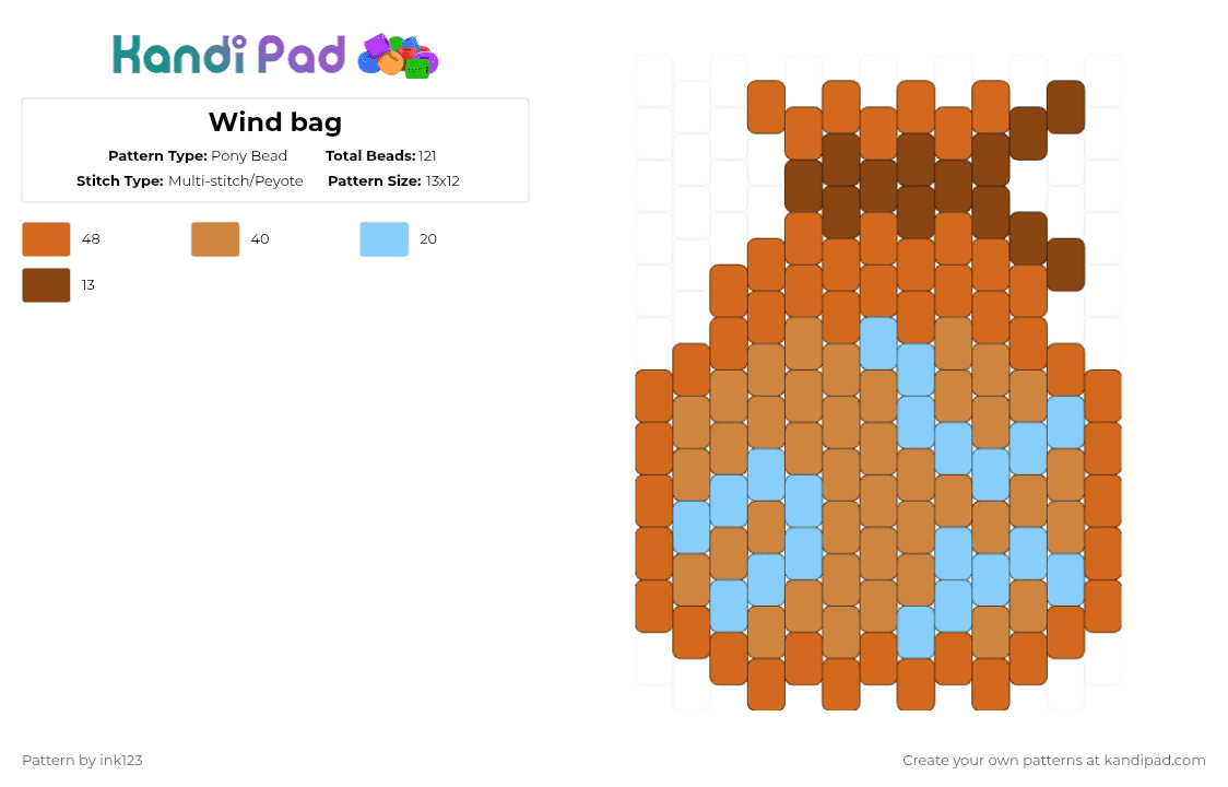 Wind bag - Pony Bead Pattern by ink123 on Kandi Pad - orange
