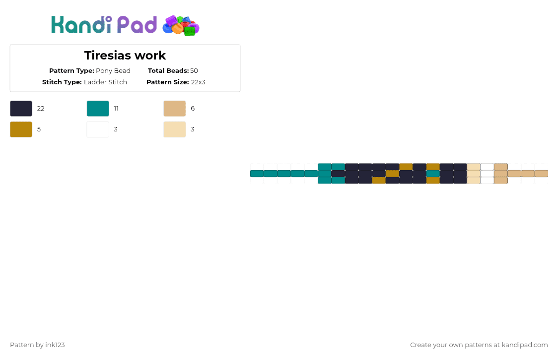 Tiresias worm - Pony Bead Pattern by ink123 on Kandi Pad - beige, epic, epic the musical, greek mythology, teal, tiresias