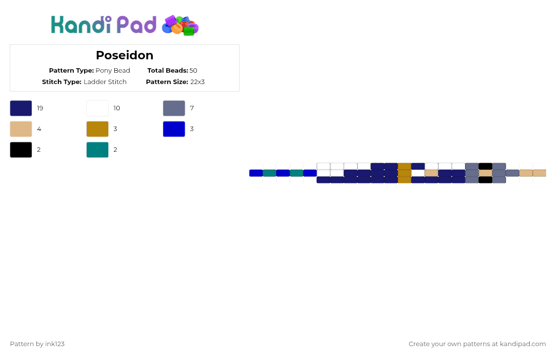 Poseidon worm - Pony Bead Pattern by ink123 on Kandi Pad - epic, epic the musical, greek mythology, poseidon, purple