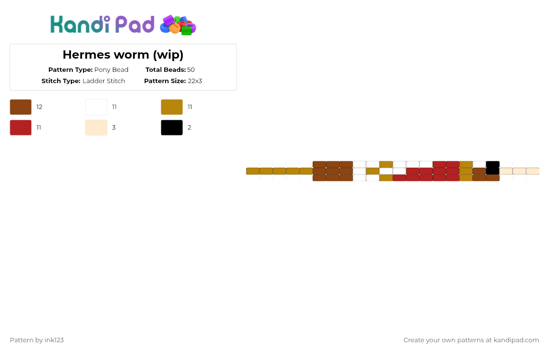 Hermes worm - Pony Bead Pattern by ink123 on Kandi Pad - red