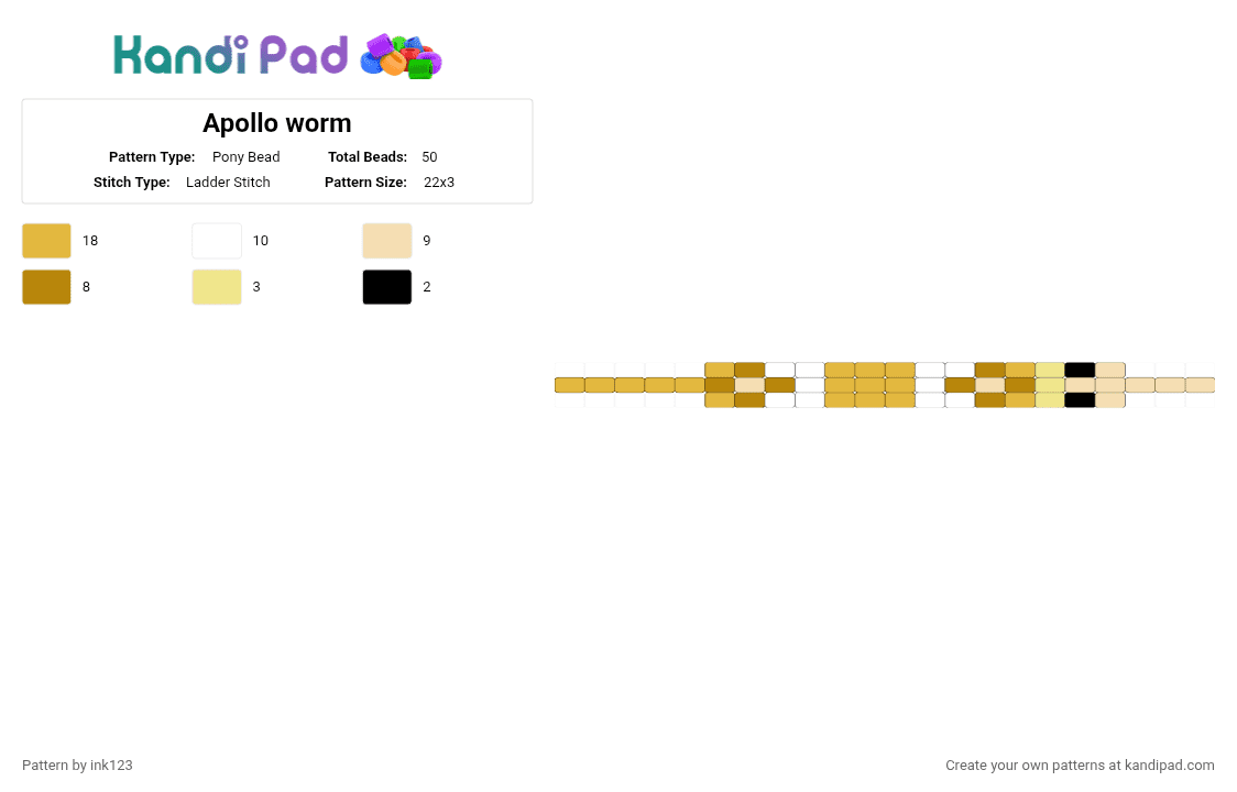 Apollo worm - Pony Bead Pattern by ink123 on Kandi Pad - apollo, epic, epic the musical, greek mythology, yellow