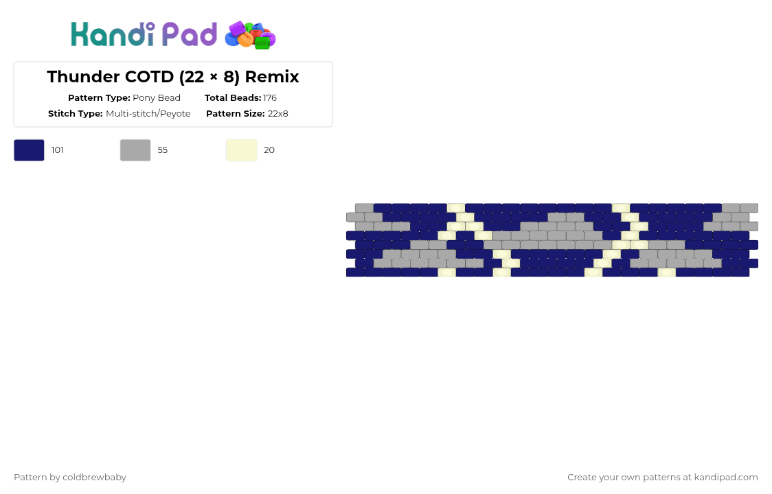 Thunder COTD (22 × 8) Remix - Pony Bead Pattern by coldbrewbaby on Kandi Pad - purple,beige,cotdthunder,cotd,thunder,lightning,storm,cloudy,thunderstorm,weather