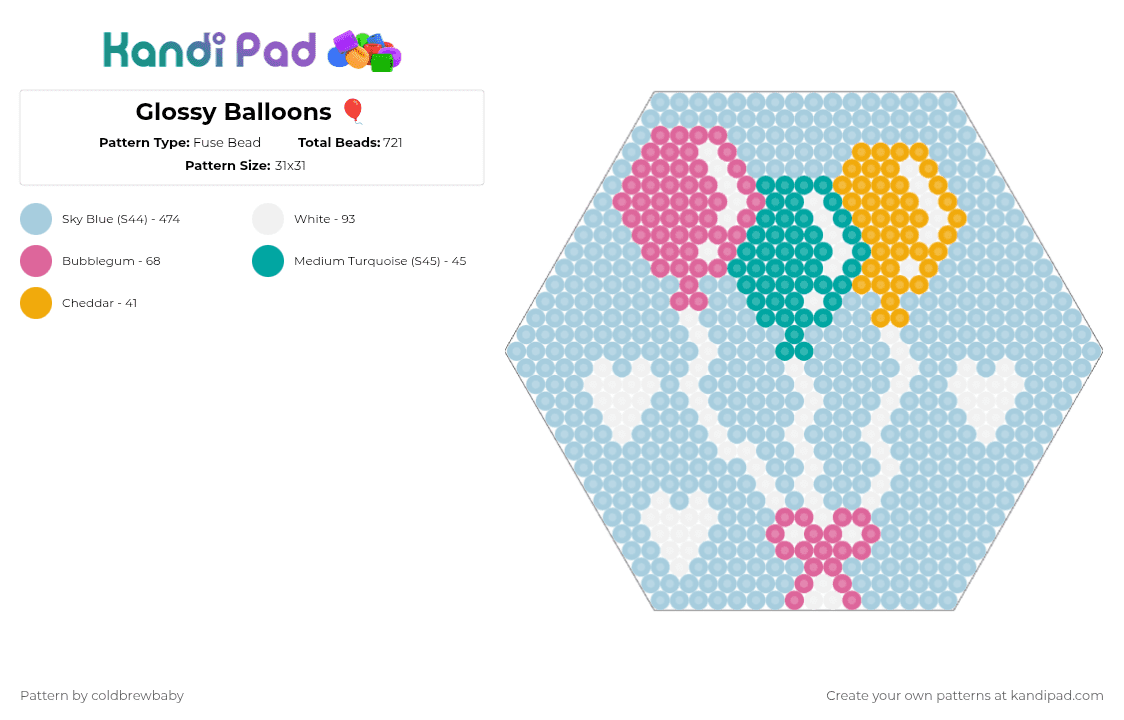 Glossy Balloons 🎈 - Fuse Bead Pattern by coldbrewbaby on Kandi Pad - light blue,cotdglossy,balloons,birthday