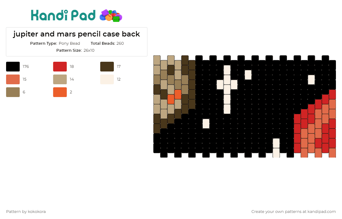 jupiter and mars pencil case back - Pony Bead Pattern by kokokora on Kandi Pad - space,jupiter,mars,planets,panel