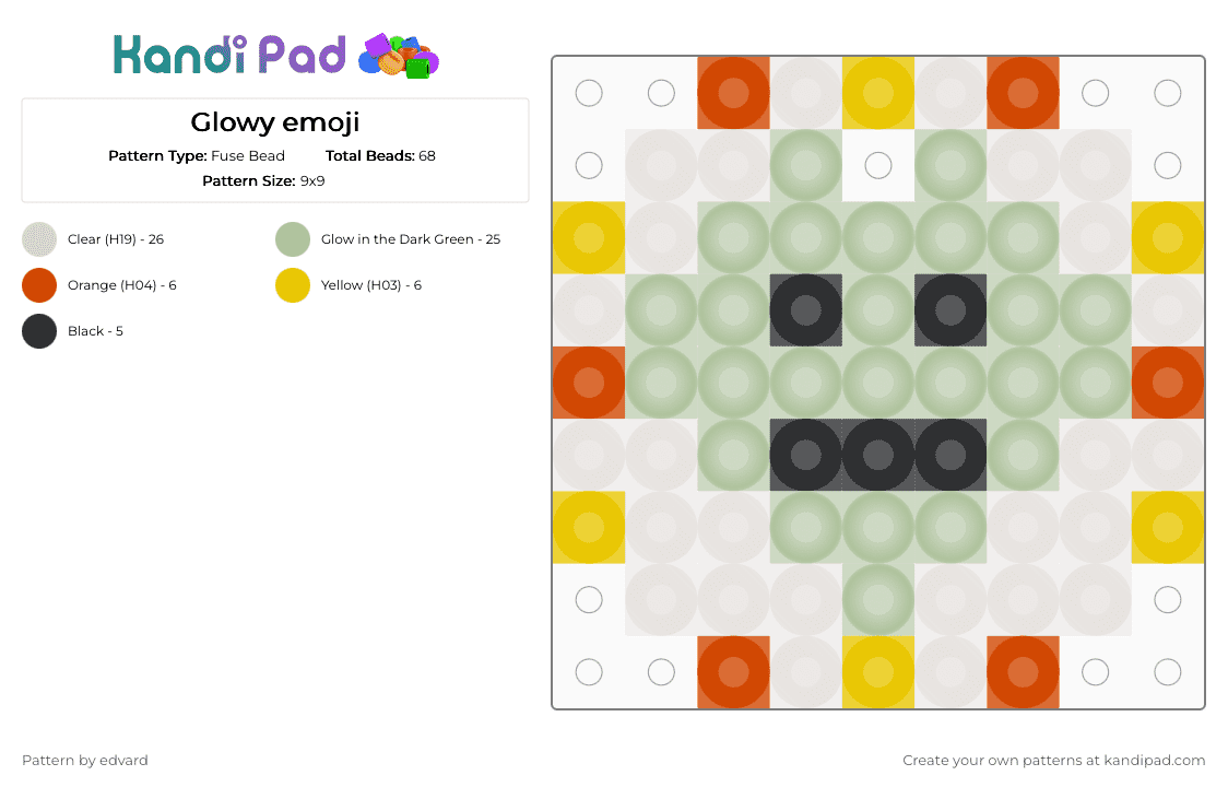 Glowy emoji - Fuse Bead Pattern by edvard on Kandi Pad - beige