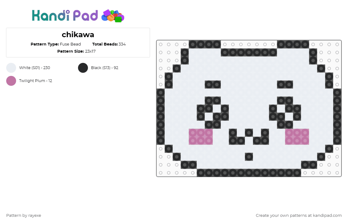 Chikawa Fuse Bead Pattern - Kandi Pad | Kandi Patterns, Fuse Bead ...