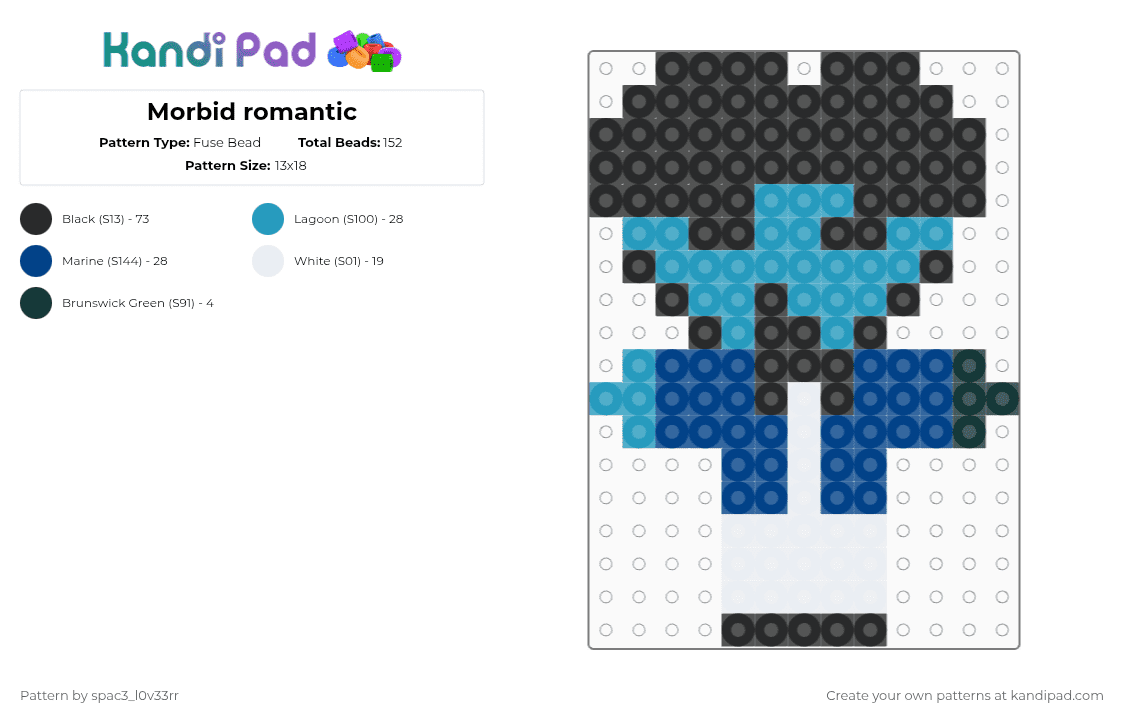 Morbid romantic - Fuse Bead Pattern by spac3_l0v33rr on Kandi Pad - light blue,blue,ninah,no im not a human,morbid romantic