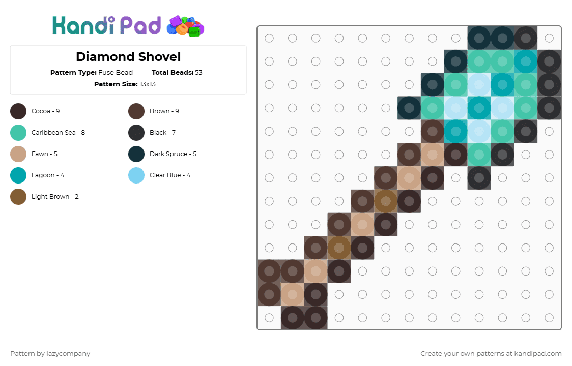 Diamond Shovel - Fuse Bead Pattern by lazycompany on Kandi Pad - brown,teal