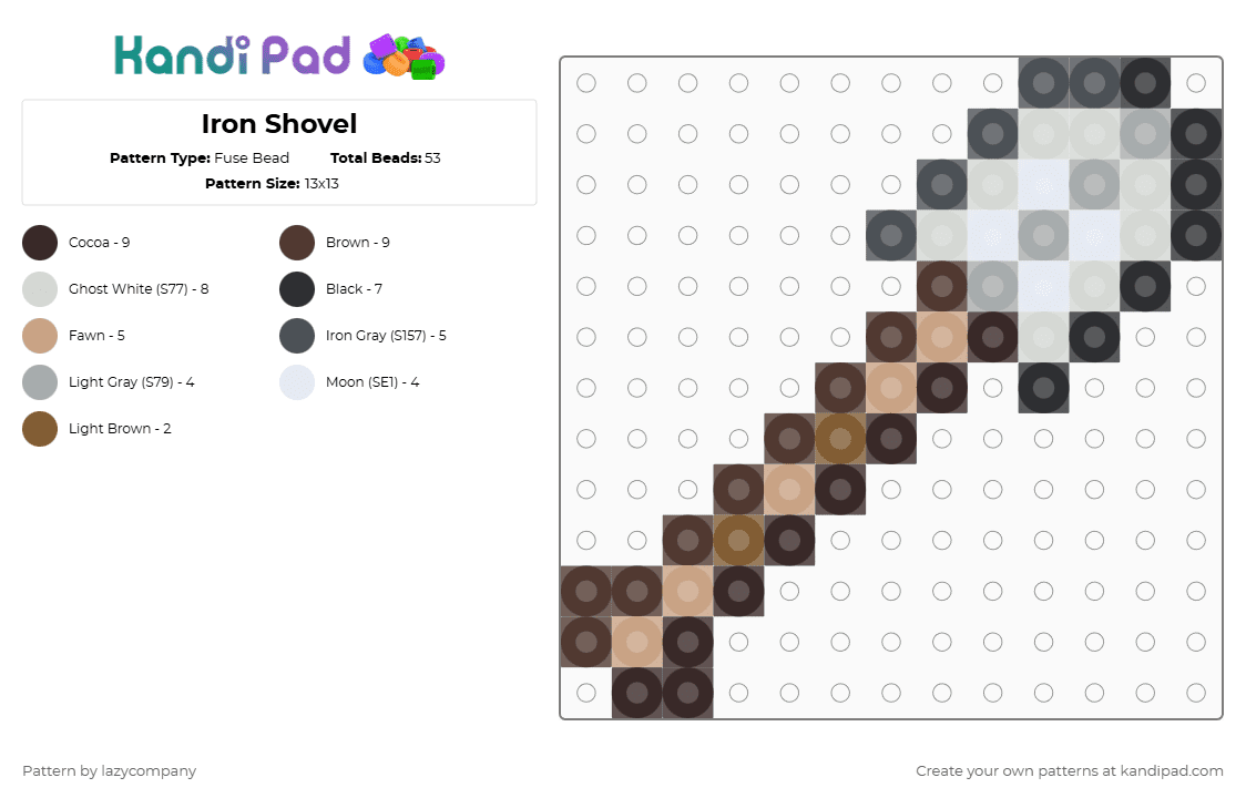 Iron Shovel - Fuse Bead Pattern by lazycompany on Kandi Pad - brown