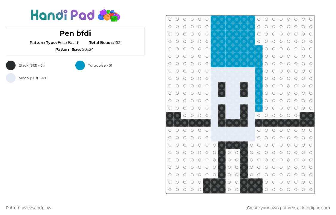 Pen bfdi - Fuse Bead Pattern by izzyandplow on Kandi Pad - white,light blue,pen,bfdi,tpot,bfb,bfdia,fusebeads