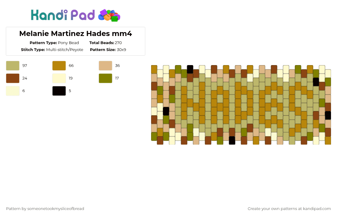 Melanie Martinez Hades mm4 - Pony Bead Pattern by someonetookmysliceofbread on Kandi Pad - gold,beige,melanie martinez,hades,music,mm4,newalbum