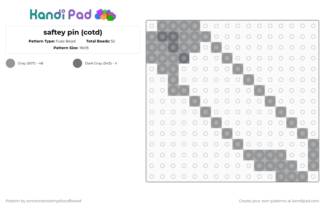 saftey pin (cotd) - Fuse Bead Pattern by someonetookmysliceofbread on Kandi Pad - cotdpunkrock