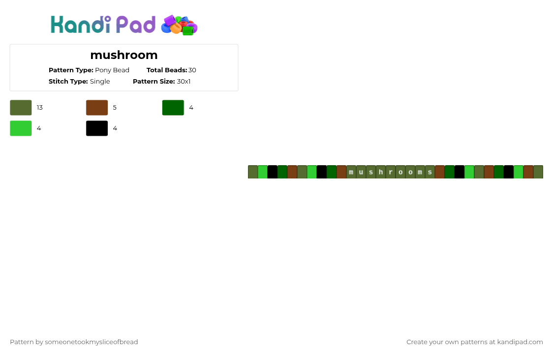 mushroom - Pony Bead Pattern by someonetookmysliceofbread on Kandi Pad - gold,mushroom,idkifthisisgonnawork,single