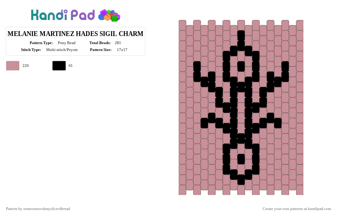 MELANIE MARTINEZ HADES SIGIL CHARM - Pony Bead Pattern by someonetookmysliceofbread on Kandi Pad - beige,melanie,martinez,melanie martinez,hades,symbol,album,mm4,circle