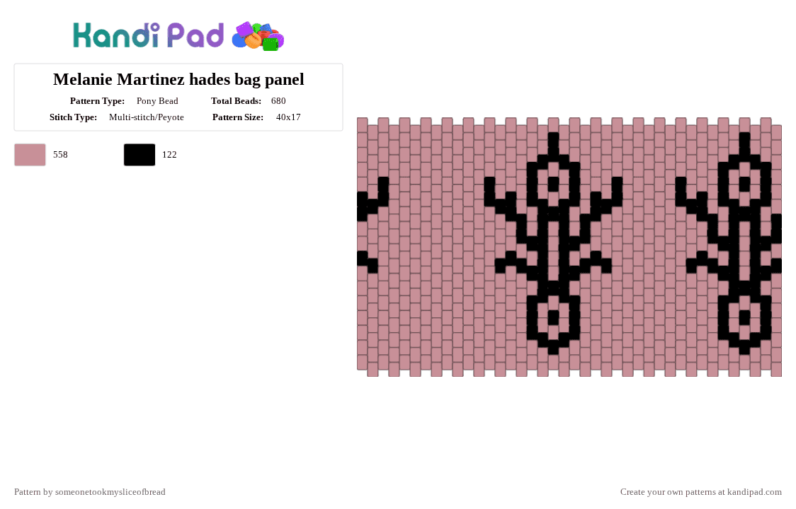 Melanie Martinez hades panel that can be used variously - Pony Bead Pattern by someonetookmysliceofbread on Kandi Pad - beige,melanie,martinez,melanie martinez,hades,music,album