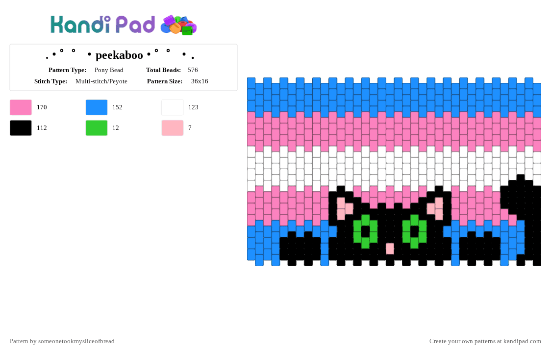 .・゜゜・peekaboo・゜゜・．(read desc) - Pony Bead Pattern by someonetookmysliceofbread on Kandi Pad - light blue,pink,pride,trans,transgender,cat,kitty,cute,animals,cuff