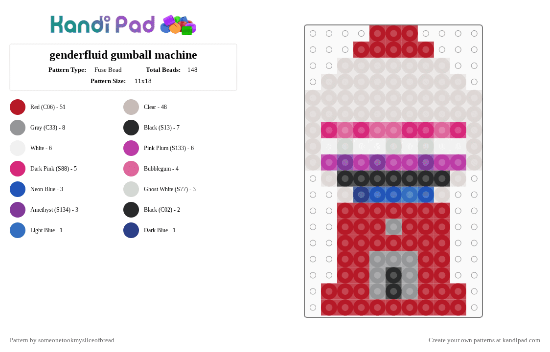 genderfluid gumball machine - Fuse Bead Pattern by someonetookmysliceofbread on Kandi Pad - beige, gender, genderfluid, gumball machine, pride, red