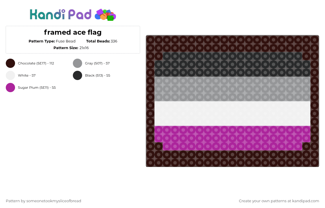 framed ace flag - Fuse Bead Pattern by someonetookmysliceofbread on Kandi Pad - brown,ace,pride,perler