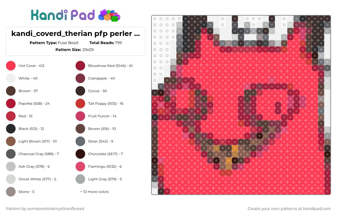 kandi_coverd_therian pfp perler (proud adoption parent) :3 - Fuse Bead Pattern by someonetookmysliceofbread on Kandi Pad - brown, follower, pfp, red
