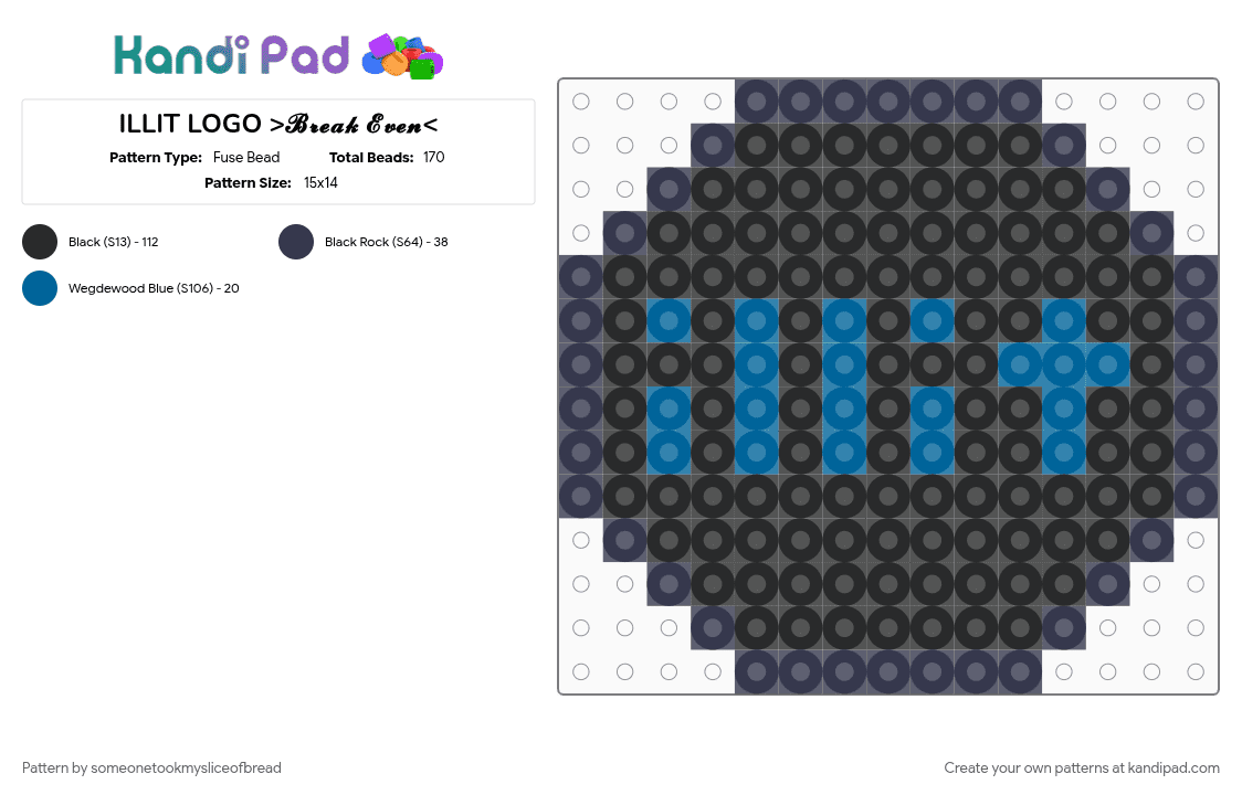 ILLIT LOGO >𝓑𝓻𝓮𝓪𝓴 𝓔𝓿𝓮𝓷 - Fuse Bead Pattern by someonetookmysliceofbread on Kandi Pad - album, break even, illit, kpop, music, perler, yunahminjumokawonheeiroha