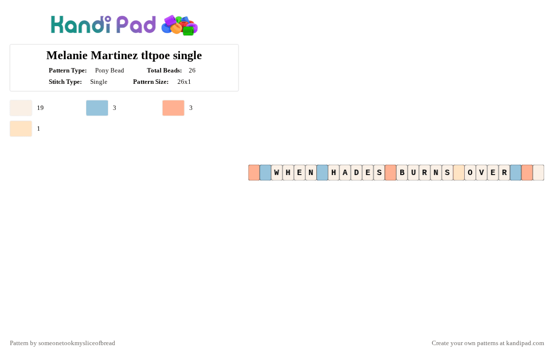 Melanie Martinez tltpoe single - Pony Bead Pattern by someonetookmysliceofbread on Kandi Pad - white,light blue,beige,melanie,martinez,melanie martinez,song,hades,music