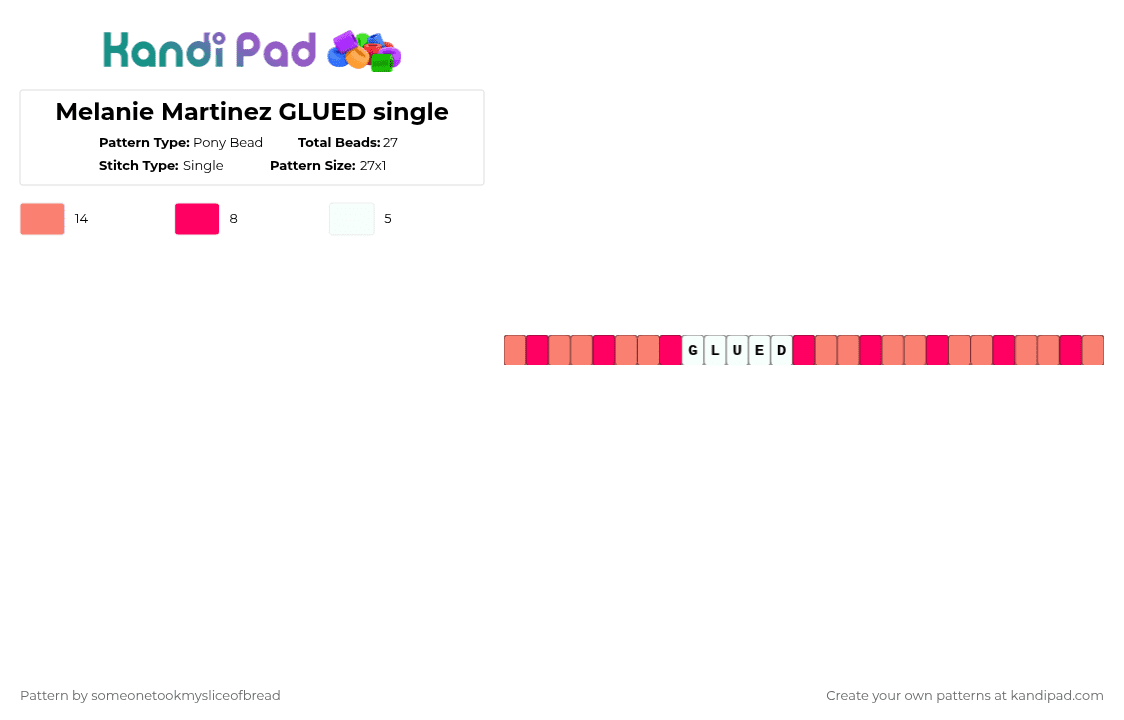 Melanie Martinez GLUED single - Pony Bead Pattern by someonetookmysliceofbread on Kandi Pad - red,orange,melaniemartinez,melanie,martinez,afterschoolep,ep,glued