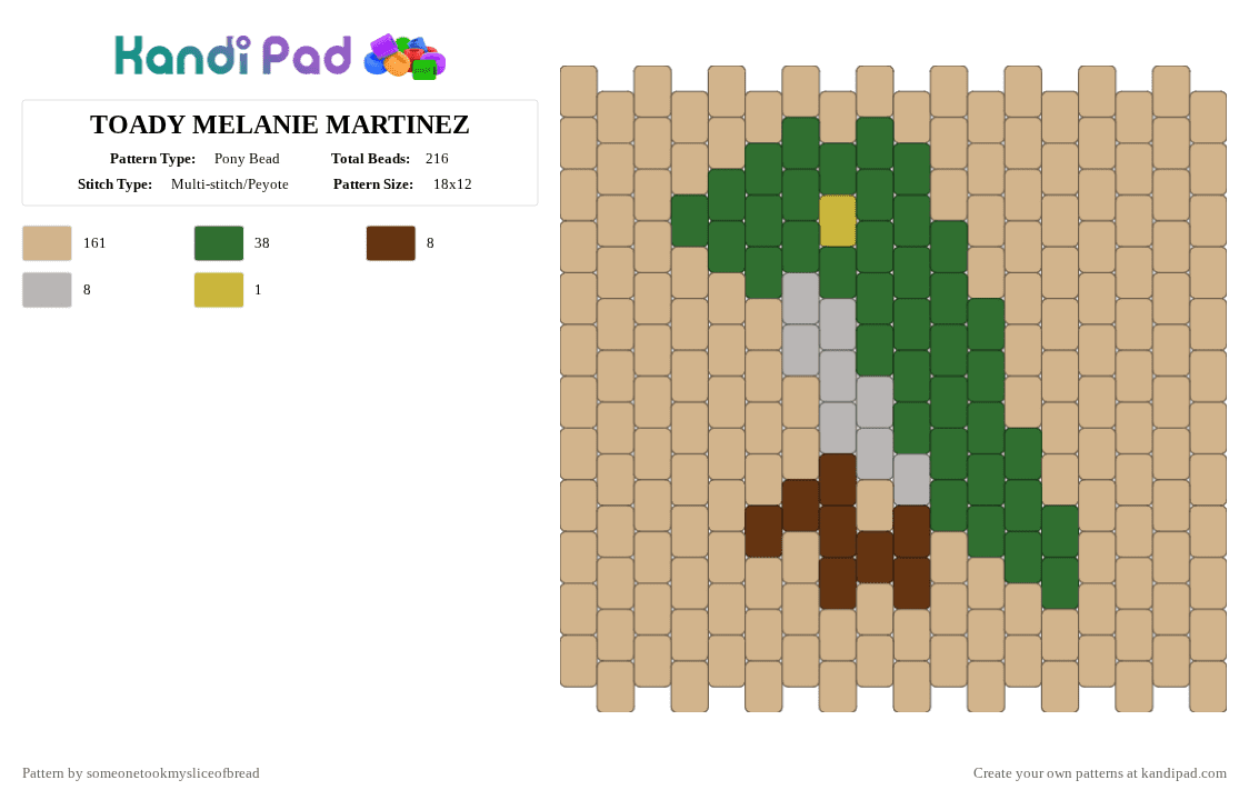 TOADY MELANIE MARTINEZ - Pony Bead Pattern by someonetookmysliceofbread on Kandi Pad - beige,melanie martinez,melanie,martinez,toady,hades