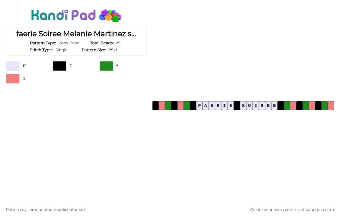 faerie Soiree Melanie Martinez single - Pony Bead Pattern by someonetookmysliceofbread on Kandi Pad - green,red,melanie martinez,portals,song,music