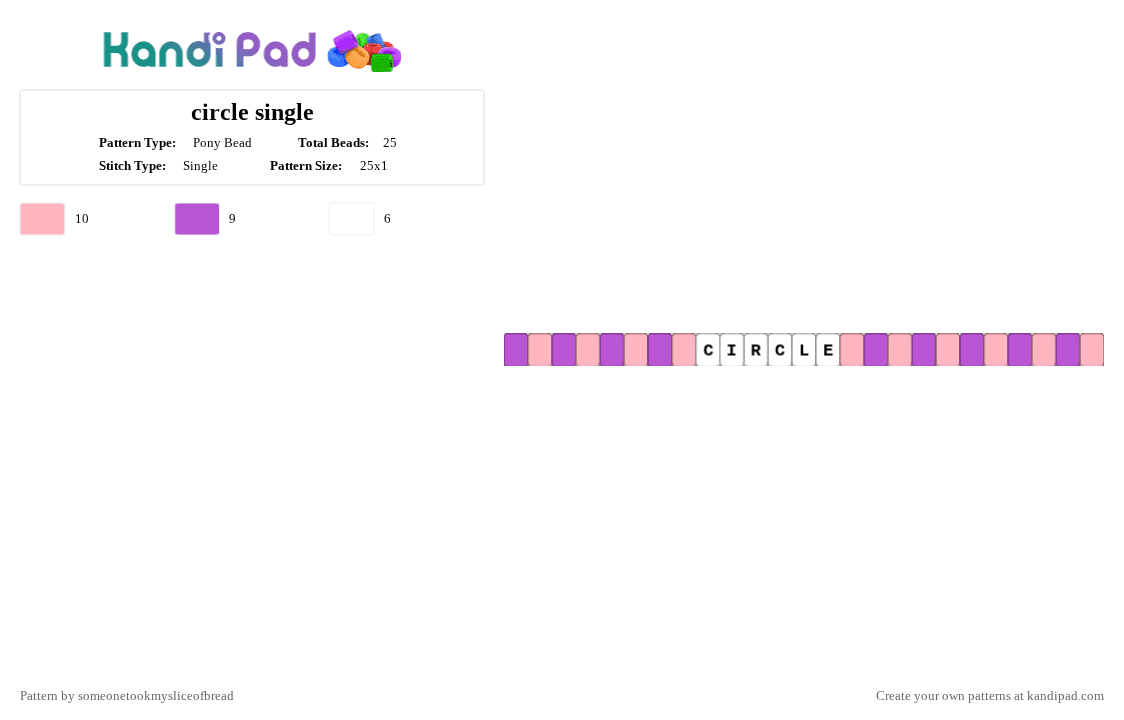 circle single - Pony Bead Pattern by someonetookmysliceofbread on Kandi Pad - pink,circle,melanie martinez,melanie,martinez,hades,alter