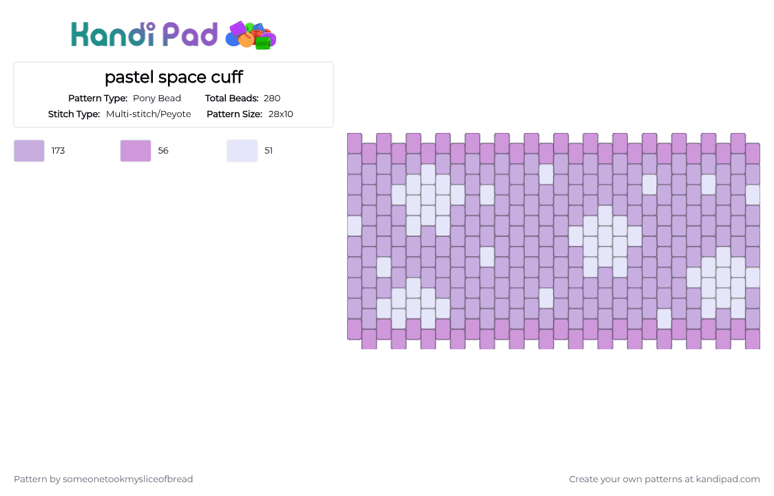 pastel space cuff - Pony Bead Pattern by someonetookmysliceofbread on Kandi Pad - cute, pastel, pink, space, stars