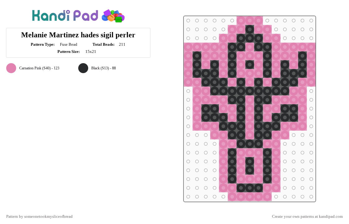 Melanie Martinez hades sigil perler - Fuse Bead Pattern by someonetookmysliceofbread on Kandi Pad - black,pink,melanie martinez,melanie,martinez,hades,perler,album,music,singer
