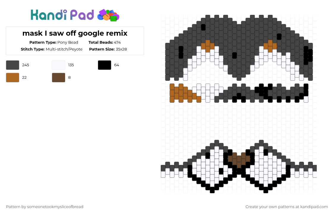mask I saw off google remix - Pony Bead Pattern by someonetookmysliceofbread on Kandi Pad - brown,pride,animals,mask,therian,furry