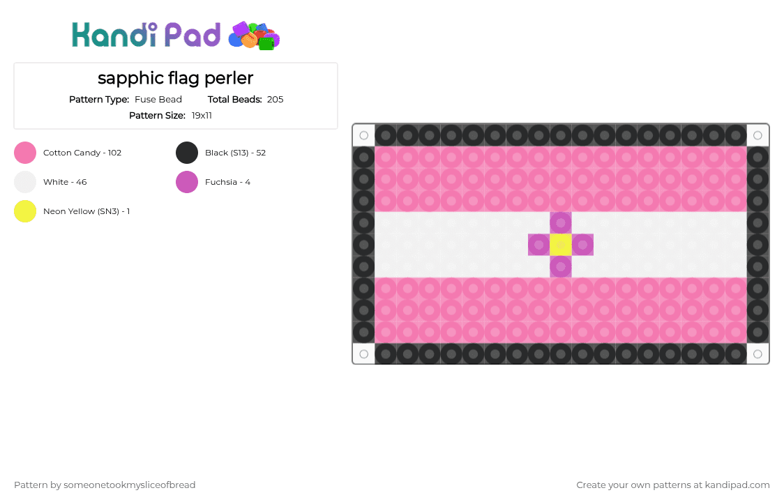 sapphic flag perler - Fuse Bead Pattern by someonetookmysliceofbread on Kandi Pad - pink,pride,lesbian,sapphic,perler