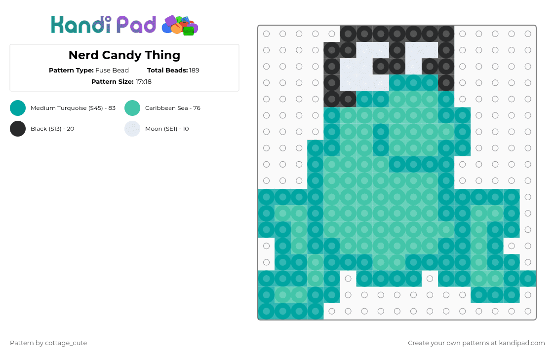 Nerd Candy thing - Fuse Bead Pattern by cottage_cute on Kandi Pad - teal