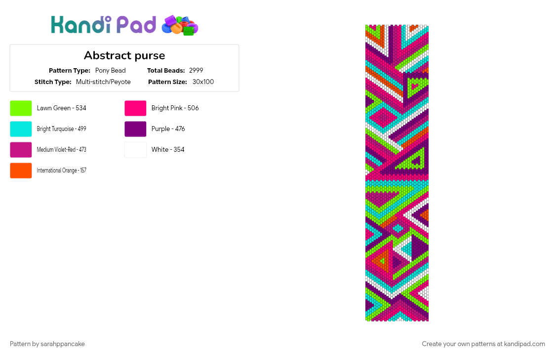 Abstract purse - Pony Bead Pattern by sarahppancake on Kandi Pad - pink