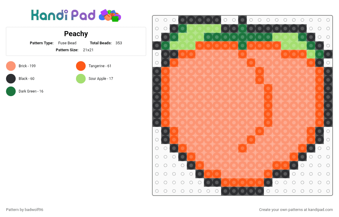 Peachy - Fuse Bead Pattern by badwolf96 on Kandi Pad - orange